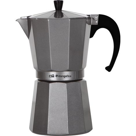 Orbegozo KFS 920, caffettiera 9 tazze, adatta per fornelli a gas, ceramica ed elettrici, manico ergonomico, valvola di sicurezza, alluminio