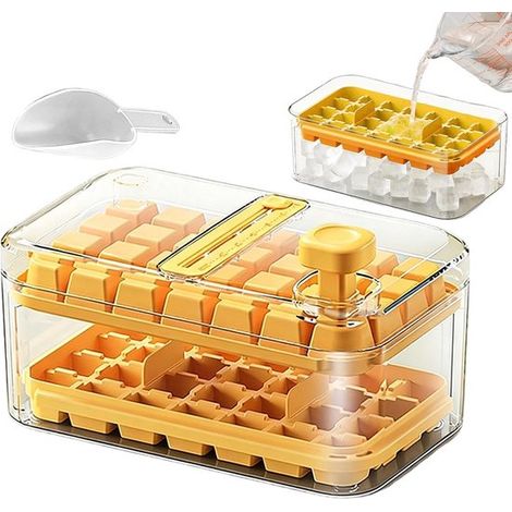 Cubitera de doble capa con botón pulsador y caja de almacenamiento，56 compartimentos，juego completo con cuchara (1/5)