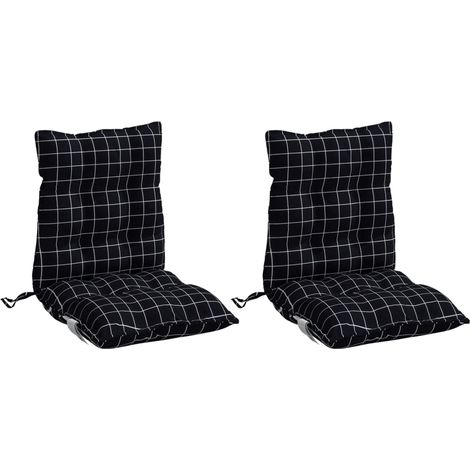 Coussins de chaise à dossier bas lot de 2 motif à carreaux noir vidaXL