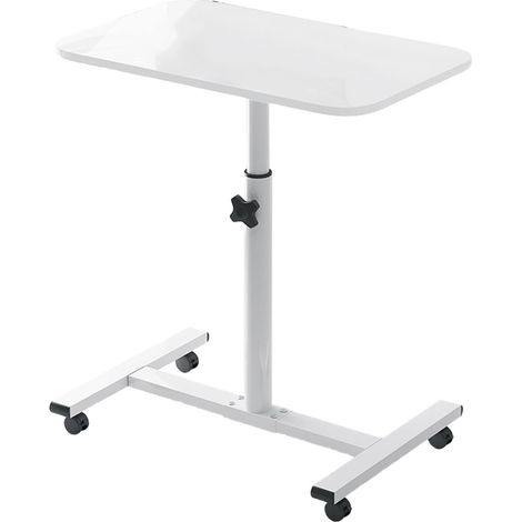 Bureau mobile pour ordinateur portable avec tablette rotative à 360°, chariot roulant pour PC, meuble de travail ajustable pour salon ou bureau, couleur chaude (1/5)