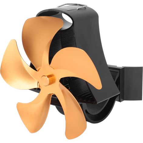 Ventilateur mural à 5 pales pour cheminée, en alliage d'aluminium, magnétique et silencieux, alimenté par la chaleur, pour poêles à gaz, couleur or. (1/5)