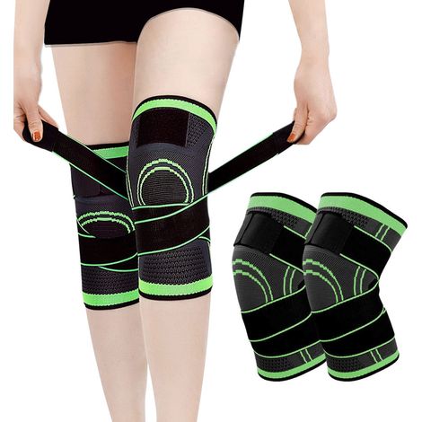 Genouillère de sport 2 pièces, orthèse rotulienne et ligamentaire, compression pour déchirures ménisque, L. (1/5)