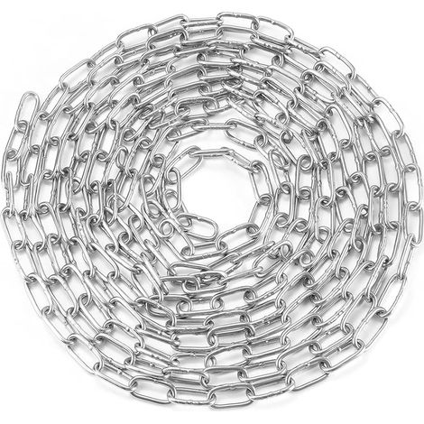Chaîne en fer solide et durable avec maillons en acier soudés, adaptée aux clôtures, laisses de promenade et de chien, chaînes sèches, charge maximale 80 kg (3,2 mm - 5 m) (1/5)