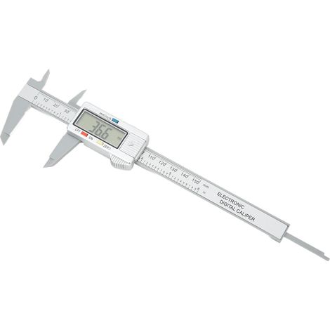 Pied à coulisse numérique électronique avec écran LCD, 150 mm (6 pouces), conversion pouces/millimètres, PA66 argent (1/5)