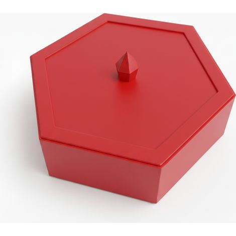Scatola portagioie esagonale rossa con coperchio
