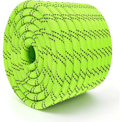 Corde Polyester Double Tresse 12,7 mm x 36 m, Corde Tressée 11 Brins, Résistance à la Rupture 1678 kg, pour Élagage, Travaux sur Arbres, Traction, Balançoire, Tirage, Levage et Extérieur, Verte (1/5)