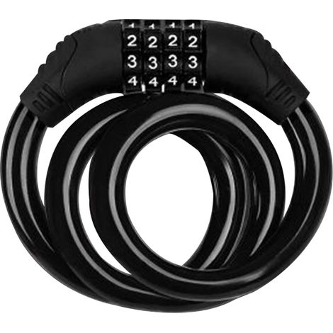 Candado para bicicleta, cable de acero, combinación de 4 dígitos, revestimiento de PVC, para bicicletas de montaña y patinetes. (1/5)