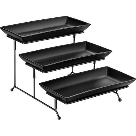 Plateau de service, matériau en céramique, support pliant robuste, Noir Noir, 14 Pouce (1/2)