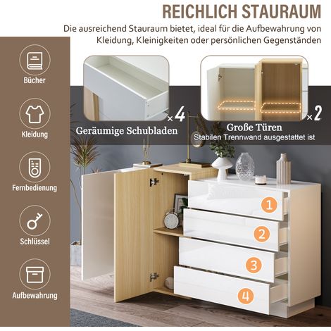 Meuble de cuisine en bois blanc, armoire moderne pour la salle à manger, avec des espaces de rangement. Meuble minimaliste en bois, idéal pour les objets de rangement.
