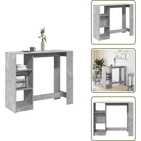 vidaXL Bartisch mit Regal Betongrau 124x46x103,5 cm Holzwerkstoff (1/5)