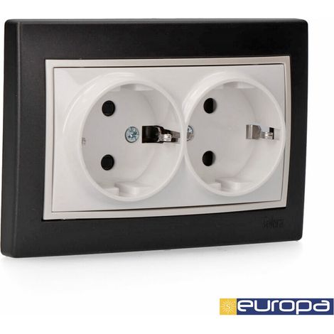 Base Bipolaire Double 16a Noire Double Prise Fixe 16a Noir Solera - Solera
