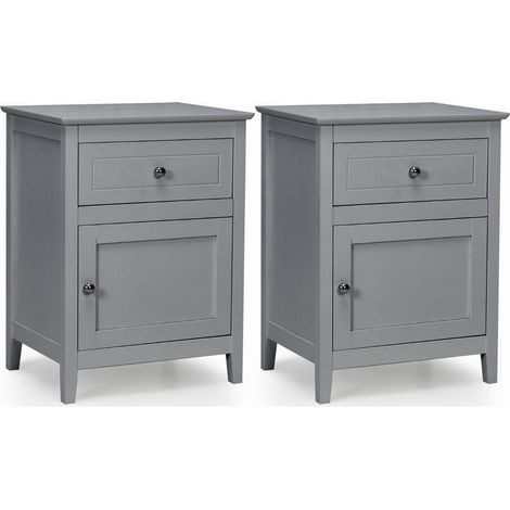 Set di 2 comodini 48 x 38 x 63,5 cm con cassetto scorrevole design moderno in MDF grigio 200012502