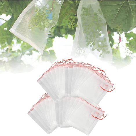 50 sacs de protection pour fruits et plantes de jardin, filets en nylon, pour protéger les fruits, prévenir les piqûres d'insectes et ranger de petits objets. (1/5)
