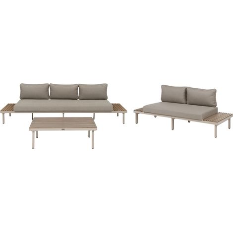 Lounge Set mit Tisch 5-Sitzer FIVIZZANO Akazienholz Beige (1/5)