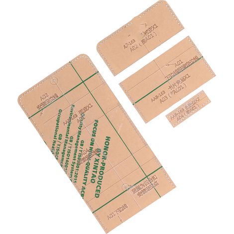 Gabarit en acrylique en 4 pièces, durable, réutilisable, transparent et clair, adapté à la fabrication de planches de modelage en cuir et de porte-cartes.