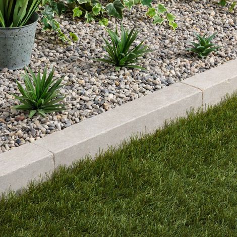 Bordure de jardin en pierre naturelle beige – Dimensions 50x8x8 cm – Idéale pour aménagement extérieur – Unité unique (1/4)