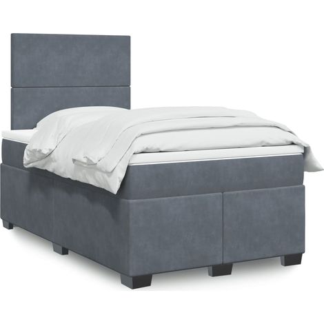 Boxspringbett mit Matratze Dunkelgrau 120x200 cm Samt (1/5)