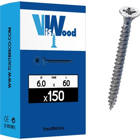 150 vis agglo 6x60mm fraisée Pz zingué Viswood