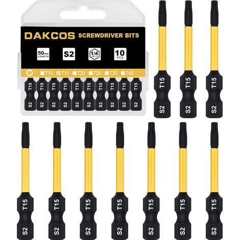 T15 Bit long, embout Torx T15, embouts vissage à choc pour tournevis (1/5)