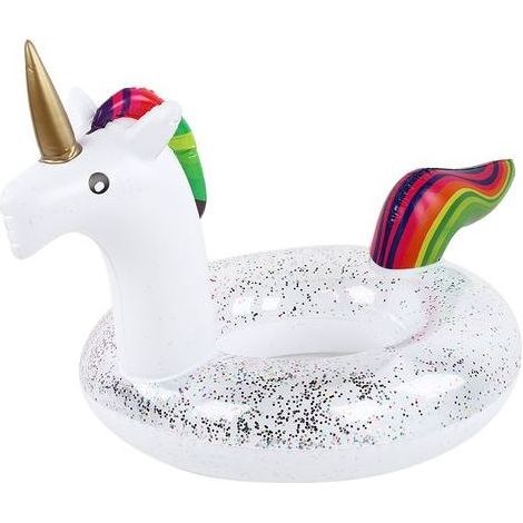 Schwimmring aus PVC für Erwachsene, große Rettungsringe, Poolspielzeug mit transparentem Glitzer, 90 cm großes Einhorn (1/5)
