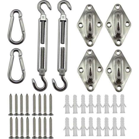 Kit di fissaggio per vele ombreggianti, in acciaio inox, per un'installazione sicura di tende da sole quadrate e triangolari -Crezuo