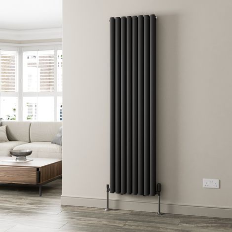 Black Oval Column Designer Radiator Vertical Horizontal 1800 x 480mm Double Panel (1/5)