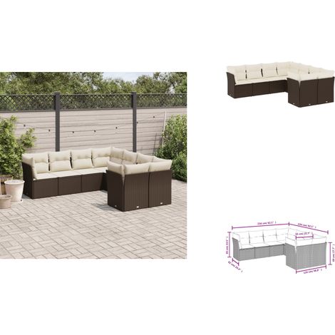 8-tlg. Garten-Sofagarnitur mit Kissen Braun Poly Rattan - Gartensofas - Outdoor Möbel - Lounge Set - Rattan Sofa - Gartenlounge