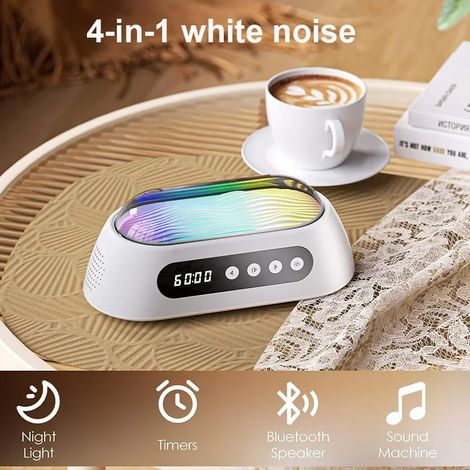 (Blanc) Veilleuse RGB, enceinte Bluetooth sans fil avec minuterie d'arrêt automatique (1/5)