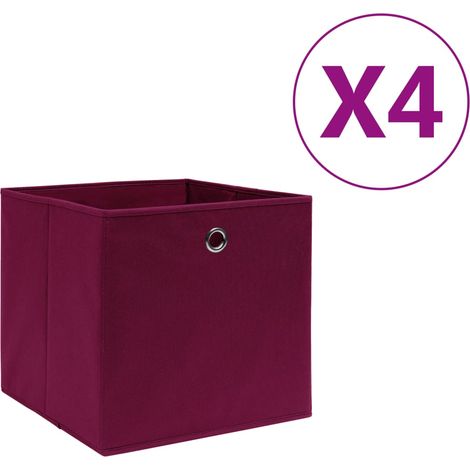 Aufbewahrungsboxen 4 Stk. Vliesstoff 28x28x28 cm Dunkelrot