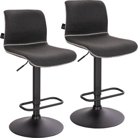 SVITA ALFIE Barhocker 2er Set höhenverstellbar mit Lehne Kunstleder Schwarz (1/5)