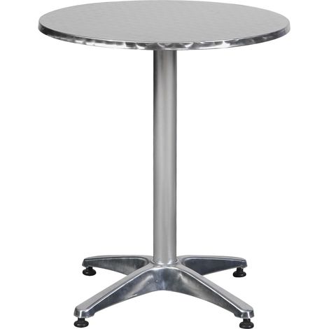 Akur Bistro und Balkonmöbel Cafetisch, Ø60 cm höhenverstellbar, Aluminium Look. (1/2)