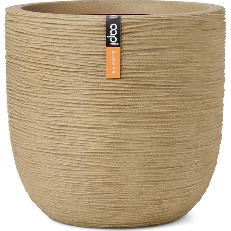 Capi Europe Übertopf Rib NL Kugel Beige mit Isilierschicht Ø 43 cm - Kunststoff