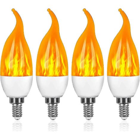 Ampoule LED E14, 3 watts, effet flamme, 3 modes d'éclairage, 1800 K, style vintage - Lot de 4 (1/5)