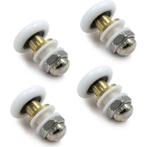 Poulie de porte de douche - Roulettes de douche coulissantes en laiton pour cabine de douche - Accessoire de quincaillerie - 4 pièces (1/4)