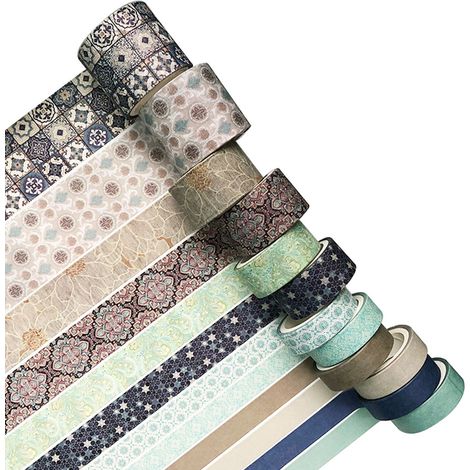 12 rouleaux ruban adhésif, papier pastel décoratif, pour Bullet Journal, scrapbooking, emballage cadeau (1/5)