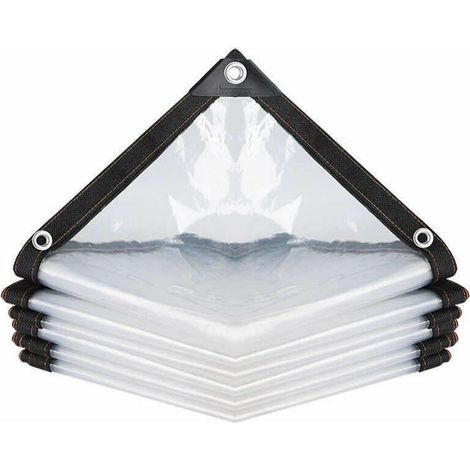 Bâche Transparente Imperméable avec Oeillets, à l'eau en PE Multi-Usage Anti-Pluie Résistante Aux Déchirures Toile de bâche Ultra légère (Color : Clear, Size : 200x200cm) (1/5)