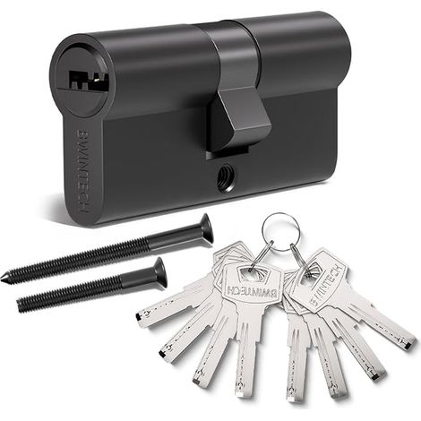 80mm (40/40) Black-Zinc Alloy European Cylinder Lock,Barrel Lock,Key with 8 Horizontal Dimple Keys (1/5)