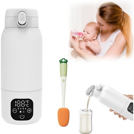 Babyflaschenwärmer, tragbarer Flaschenwärmer (500 ml), erwärmt Wasser oder Milch, mit USB-Kabel und Reinigungsbürste für Reisen und Stromversorgung über Nacht