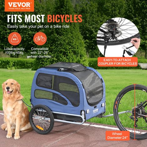 Remorque de Vélo Chien Pliable Charge 45 kg Porte Animaux de Compagnie de Vélo Cadre Facile à Plier avec Roues à Dégagement Rapide,… (1/5)