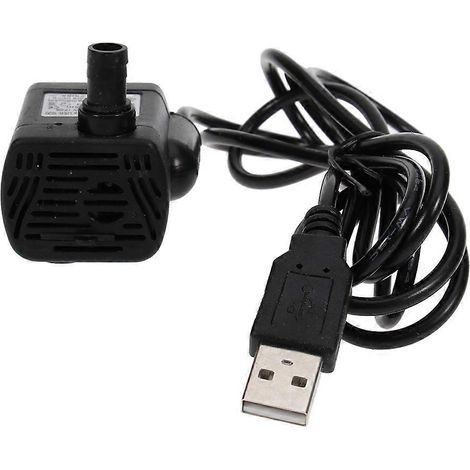 Pompe à eau submersible sans balais USB-1020 DC 3,5 V - 9 V 3 W pour aquarium, fontaine et bassin (noire) (1/5)