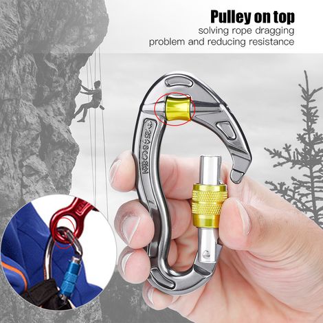 Mousqueton à vis de verrouillage 25 kN pour équipement de secours en escalade et alpinisme (jaune) (1/5)