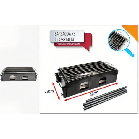 Barbecue à charbon compact portable 42x28x42cm, format mini pratique pour le camping, les pique-niques rapides et les grillades improvisées dans le jardin ou sur la terrasse.