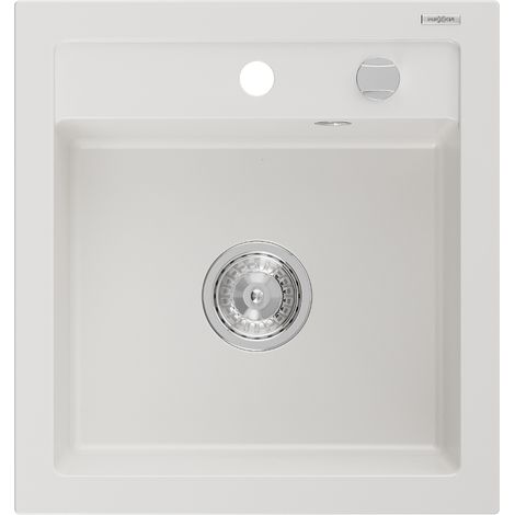 Mexen Vito évier en granit à 1 cuve 520 x 490 mm, Blanc - 6503521000-20 (1/5)
