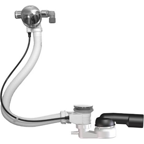 Colonna vasca automatica, presa d'acqua incorporata 3/4', sifone HL500-6/4', cavo Bowden 60cm, parti a vista cromate