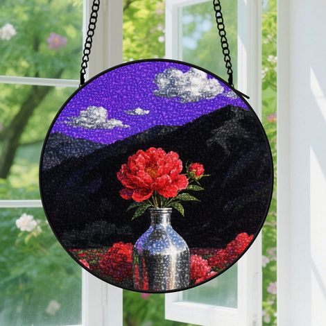 25cm Suspension décorative vitrale pour fenêtre, décoration florale pour fenêtres, cadeau pour amateurs de nature et de décoration (1/5)