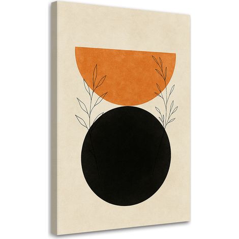 Wandbild Japandi Blätter Minimalismus Schwarz Orange 40x60 cm (1/5)
