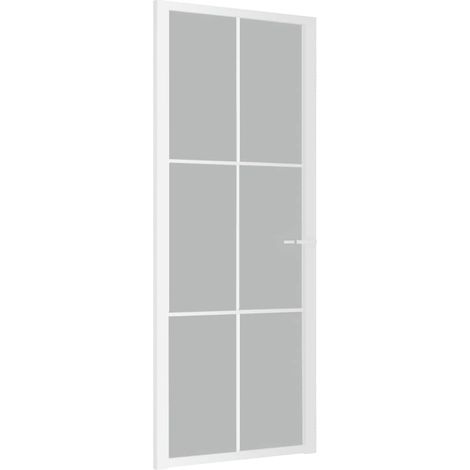 Porte intérieure 83x201,5 cm Blanc Verre mat et aluminium