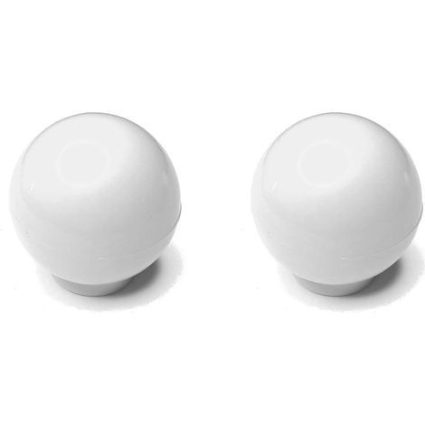 2x bouton de meuble boule diamètre 30mm plastique tiroir réparation bricolage, blanc (1/3)