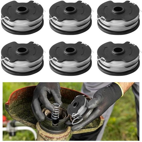 6 Bobine de Fil de Rechange Compatible avec Parkside PRTA 20-Li A1/B2/C3, PRT 300 A1,PRT 50 A3, 1,65 mm 10 m Coupe Bobine Portafilo et Longueur per PRT 550 A1/A3, PRTA TA 20-Li, C3-IAN 365589 (1/4)