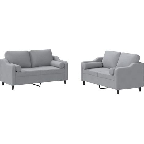 Maison Exclusive - Ensemble de canapés 2 pcs coussins gris clair tissu (1/5)